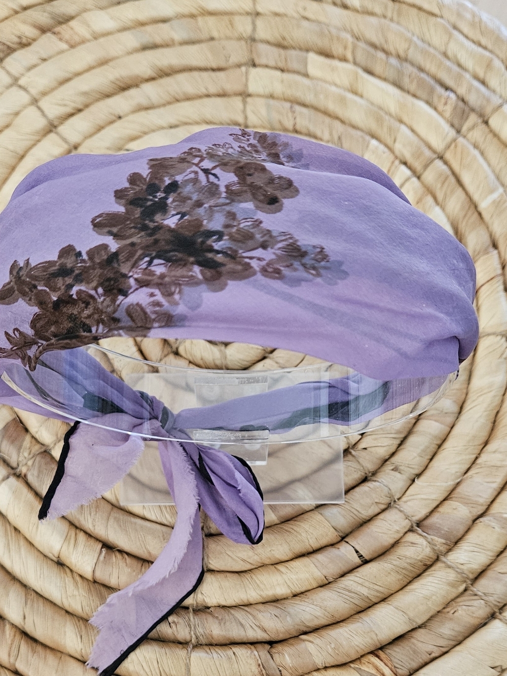 Vintage Silk Lavender Floral Scarf Headband New!